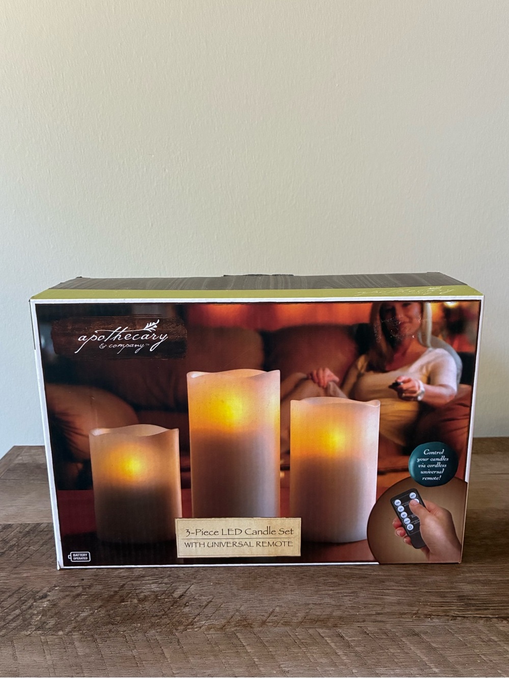 Apothecary and Company LED Flameless Candle 3 Piece Set, NIB